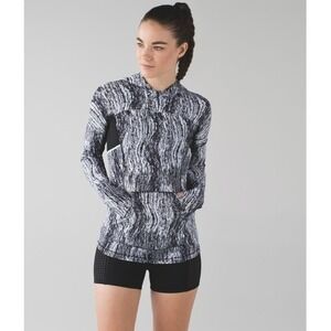 Lululemon Runbeam Hoodie Size (S) – Texture Twist White Black | Ponytail opening
